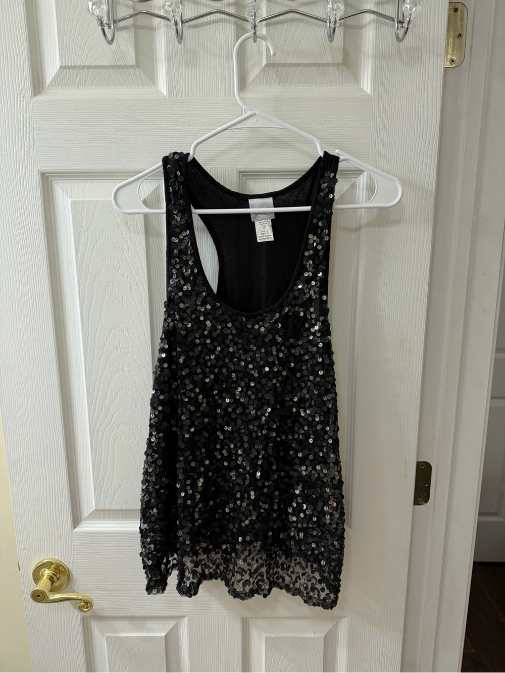 Y2K Black Sequin Racerback Tank Top